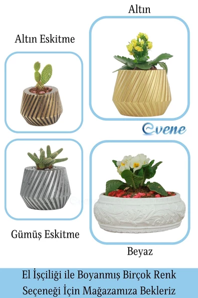 Evene Saksı Büyük Saksı Çiçek Saksısı Büyük Boy Saksı Salon Saksısı Model 5 Beyaz Saksı - Resim 7