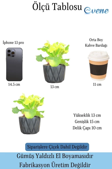 Evene Saksı Büyük Saksı Çiçek Saksısı Büyük Boy Saksı Salon Saksısı Model 7 Siyah Saksı - Resim 2