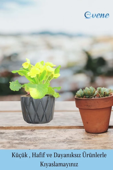 Evene Saksı Büyük Saksı Çiçek Saksısı Büyük Boy Saksı Salon Saksısı Model 7 Siyah Saksı - Resim 3