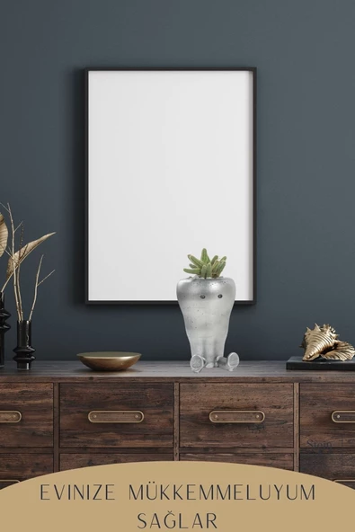 Stein Kohle Çiçek Saksısı Dekoratif Kaktüs Saksı 1 Adet Gümüş Renk Eskitme Uygulamalı Havuç Model - Resim 6