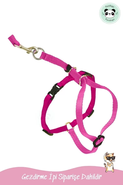 Pandogo Kedi Köpek Tasması Ayarlanabilir Bedenli Kaçış Önleyici Tasarım Sevk Kayışlı Model Pembe Dubai - Resim 4
