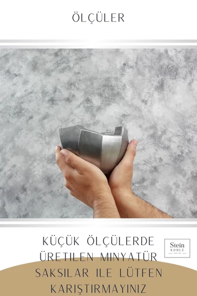 Stein Kohle Çiçek Saksısı Büyük Boy 3 Adet Gümüş Renk Eskitme Uygulamalı Önü Açık Model - 3