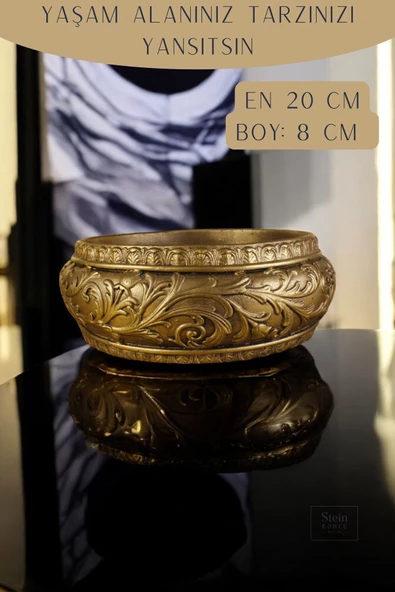 Stein Kohle Çiçek Saksısı Dekoratif Kaktüs Saksı 1 Adet Altın Eskitme Renk Uygulamalı Model 5 - 2