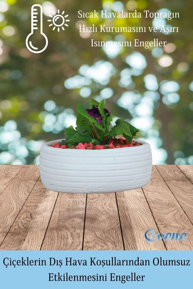 Evene Saksı Büyük Saksı Çiçek Saksısı Büyük Boy Saksı Salon Saksısı Model 4 Beyaz Saksı - Resim 4