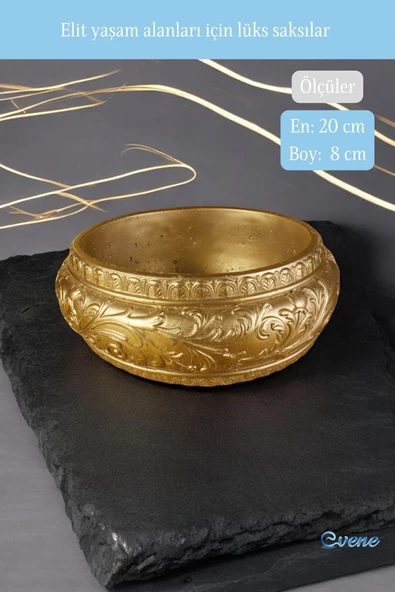 Evene Saksı Büyük Saksı Çiçek Saksısı Büyük Boy Saksı Salon Saksısı Model 5 Gold Saksı - Resim 2