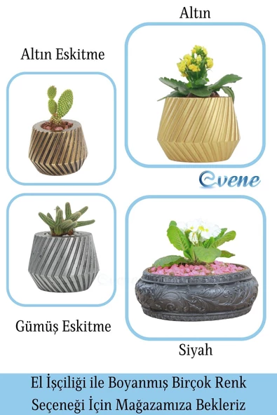 Evene Saksı Büyük Saksı Çiçek Saksısı Büyük Boy Saksı Salon Saksısı Model 5 Siyah Saksı - Resim 7