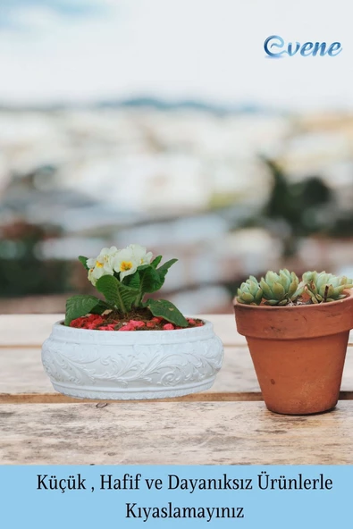 Evene Saksı Büyük Saksı Çiçek Saksısı Büyük Boy Saksı Salon Saksısı Model 5 Beyaz Saksı - Resim 4