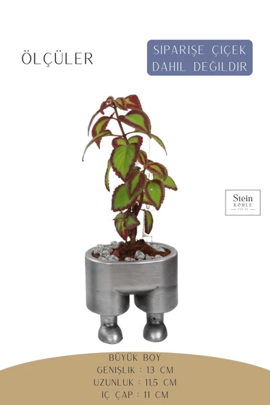 Stein Kohle Çiçek Saksısı Büyük Boy 1 Adet Gümüş Renk Eskitme Uygulamalı Pantolon Model - 2