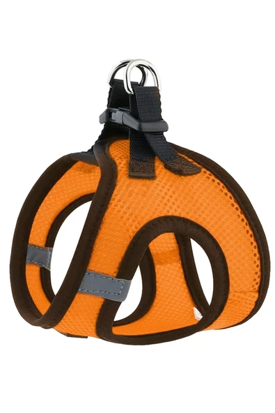 Pandogo Kedi Köpek Tasması Reflektörlü Fileli Hava Alan Kumaş Sevk Kayışlı Kedi Gezdirme Tasması Turuncu S ürün görseli