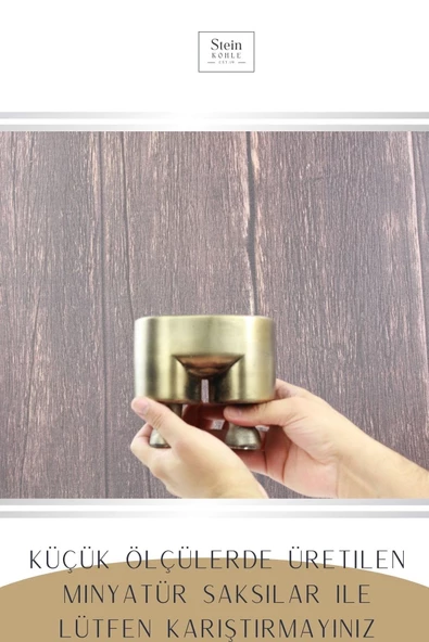 Stein Kohle Çiçek Saksısı Büyük Boy 1 Adet Altın Renk Eskitme Uygulamalı Pantolon Model - 3