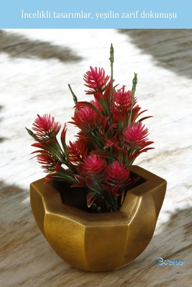 Evene Saksı Büyük Saksı Çiçek Saksısı Büyük Boy Saksı Salon Saksısı Model 10 Altın Eskitme Saksı - Resim 5