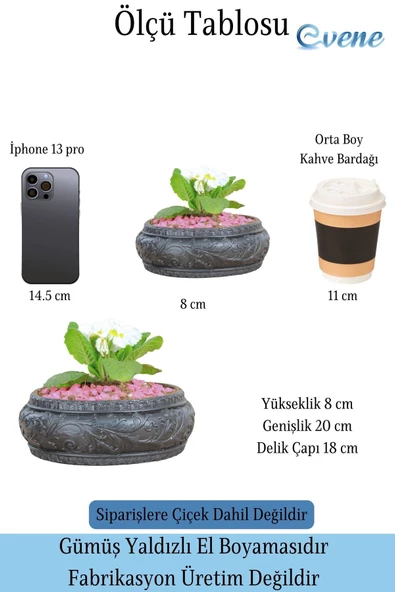 Evene Saksı Büyük Saksı Çiçek Saksısı Büyük Boy Saksı Salon Saksısı Model 5 Siyah Saksı - Resim 2