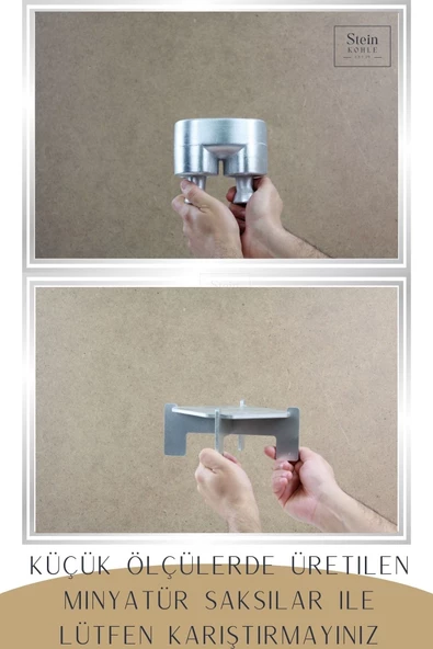 Stein Kohle Ayaklı Saksı Ahşap Büyük Boy 3 Adet Gümüş Renk Uygulamalı Pantolon Model - 3