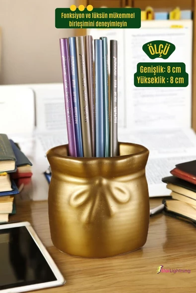 StarLightning Kalemlik Masa Kalemliği Organizer Kalemlik Altın Renk Model 8 - 3