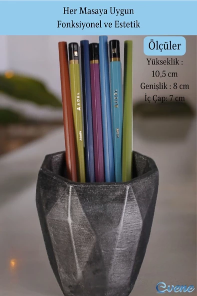 Evene Kalemlik Masa Kalemliği Organizer Kalemlik Gümüş Eskitme Renk Model 2 - 2