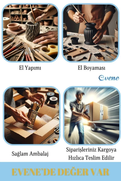 Evene Kalemlik Masa Kalemliği Organizer Kalemlik Altın Renk Model 8 - 6