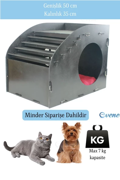 Evene Kedi Evi Kedi Yuvası Kedi Kulübesi Ahşap Kedi Evi Büyük Kedi Evi Model 5 Siyah - 2