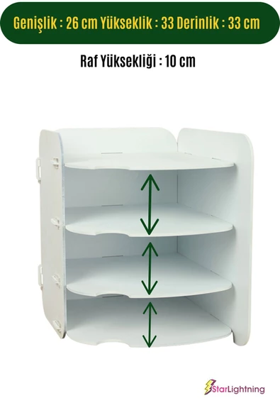 StarLightning Masa Düzenleyici Organizer Evrak Rafı Masaüstü Organizer Beyaz Renk Model 2 - 2