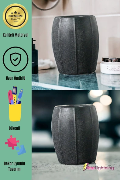 StarLightning Kalemlik Siyah Renk Masa Kalemliği Organizer Kalemlik Model 13 - Resim 4