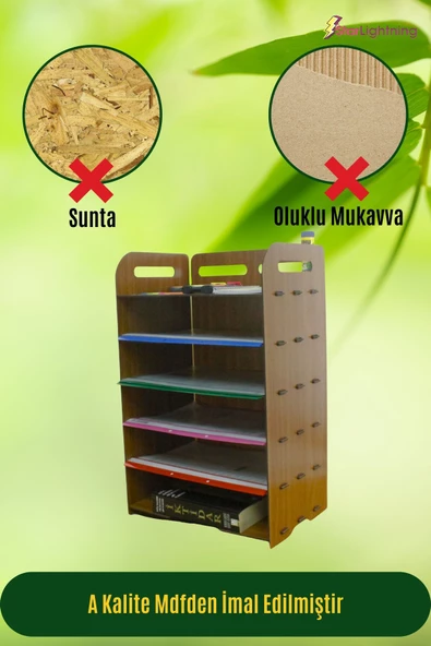 StarLightning Masa Düzenleyici Organizer Evrak Rafı Masaüstü Organizer Ceviz Renk Model 5 - 5