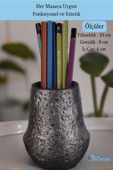 Evene Kalemlik Masa Kalemliği Organizer Kalemlik Gümüş Esktime Renk Model 15 - Resim 2