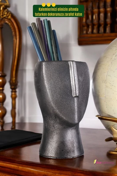 StarLightning Kalemlik Masa Kalemliği Organizer Kalemlik Gümüş Eskitme Renk Model 23 - Resim 4