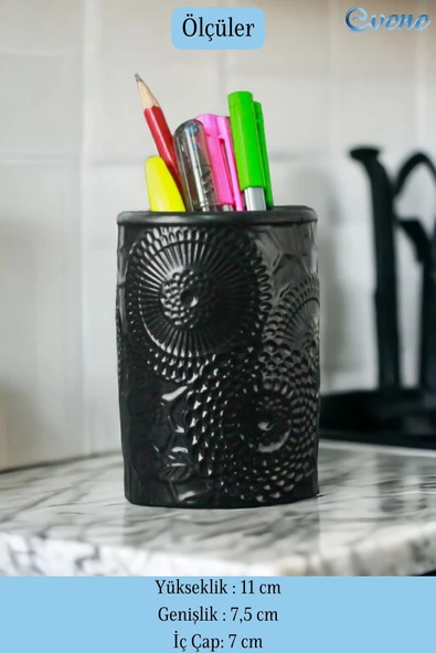 Evene Kalemlik Siyah Renk Masa Kalemliği Organizer Kalemlik Model 12 - Resim 2