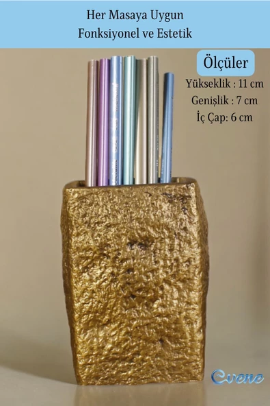 Evene Kalemlik Masa Kalemliği Organizer Kalemlik Altın Eskitme Renk Model 7 - 2