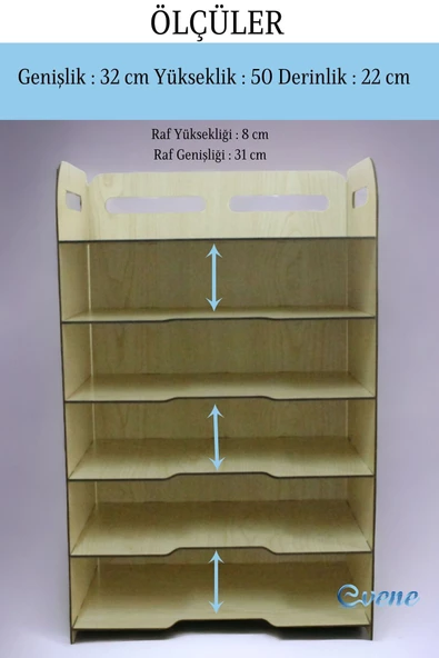 Evene Dosya Düzenleyici Masa Üstü Organizer Ahşap Evrak Rafı Açık Meşe Renk Model 5 - 3