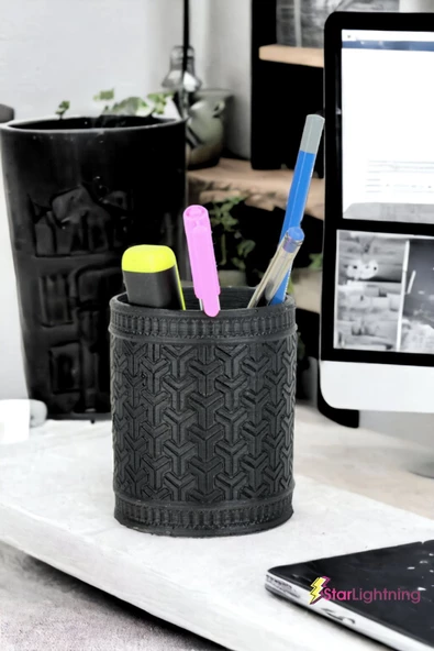 StarLightning Kalemlik Siyah Renk Masa Kalemliği Organizer Kalemlik Model 4 - Resim 2