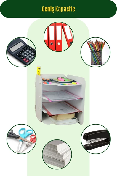 StarLightning Masa Düzenleyici Organizer Evrak Rafı Masaüstü Organizer Beyaz Renk Model 2 - 6