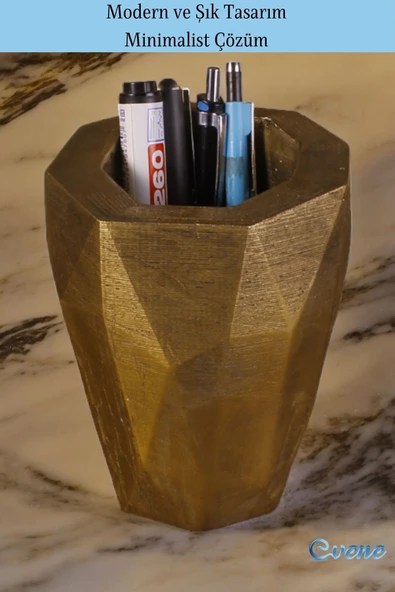 Evene Kalemlik Renk Masa Kalemliği Organizer Kalemlik Altın Eskitme Renk Model 19 - Resim 4