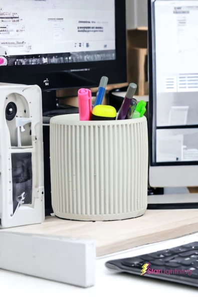 StarLightning Kalemlik Beyaz Renk Masa Kalemliği Organizer Kalemlik Model 1 - Resim 2