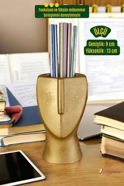 StarLightning Kalemlik Masa Kalemliği Organizer Kalemlik Altın Renk Model 23 - 3