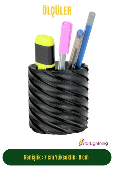 StarLightning Kalemlik Siyah Renk Masa Kalemliği Organizer Kalemlik Model 6 - Resim 3