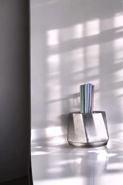 Evene Kalemlik Masa Kalemliği Organizer Kalemlik Gümüş Eskitme Renk Model 17 ürün görseli 1