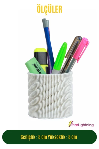 StarLightning Kalemlik Beyaz Renk Masa Kalemliği Organizer Kalemlik Model 5 - Resim 3