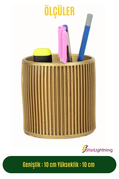 StarLightning Kalemlik Altın  Renk Masa Kalemliği Organizer Kalemlik Model 1 - Resim 3