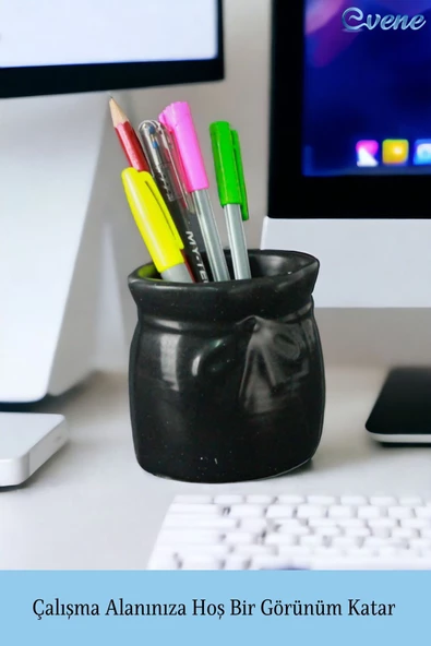 Evene Kalemlik Siyah Renk Masa Kalemliği Organizer Kalemlik Model 8 - Resim 3