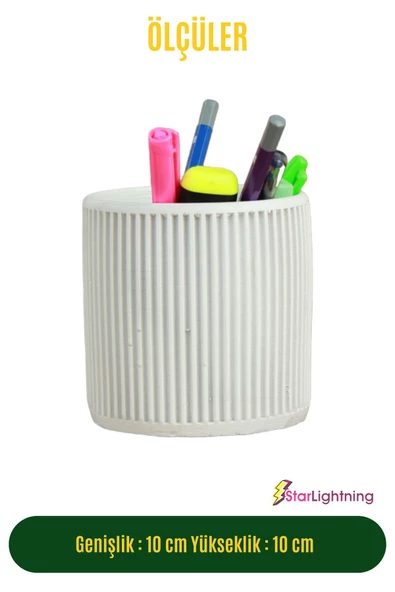 StarLightning Kalemlik Beyaz Renk Masa Kalemliği Organizer Kalemlik Model 1 - Resim 3