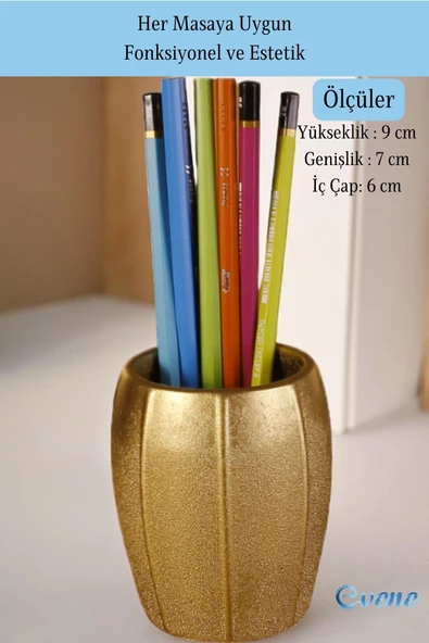 Evene Kalemlik Masa Kalemliği Organizer Kalemlik Altın Renk Model 13 - Resim 2