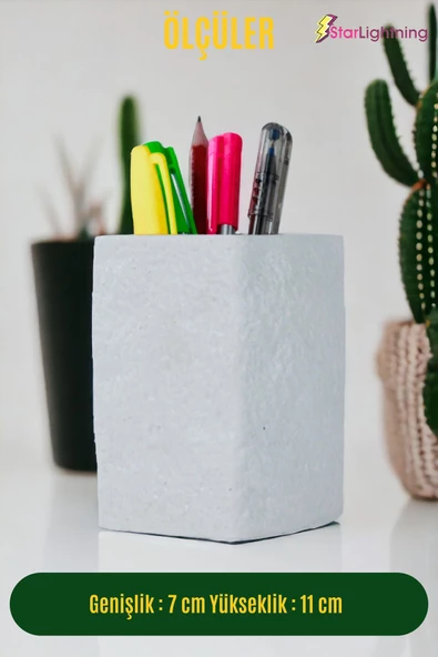 StarLightning Kalemlik Beyaz Renk Masa Kalemliği Organizer Kalemlik Model 7 - Resim 3