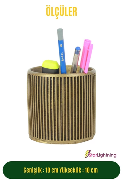 StarLightning Kalemlik Altın Eskitme Renk Masa Kalemliği Organizer Kalemlik Model 1 - 3