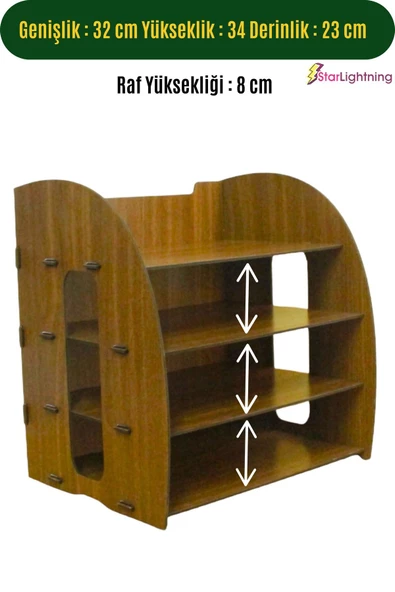 StarLightning Masa Düzenleyici Organizer Evrak Rafı Masaüstü Organizer Ceviz Renk Model 6 - 2