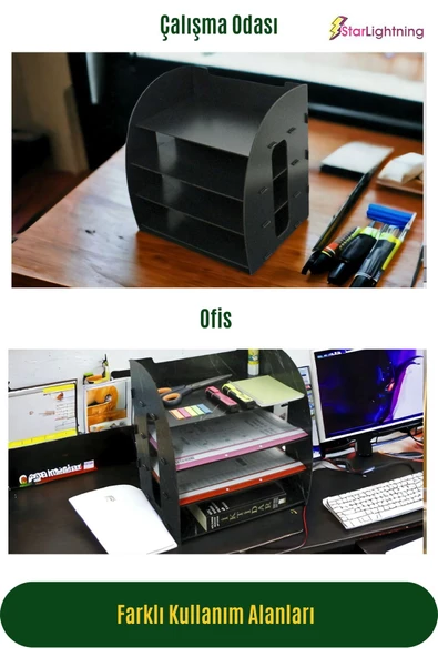 StarLightning Masa Düzenleyici Organizer Evrak Rafı Masaüstü Organizer Siyah Renk Model 6 - 3