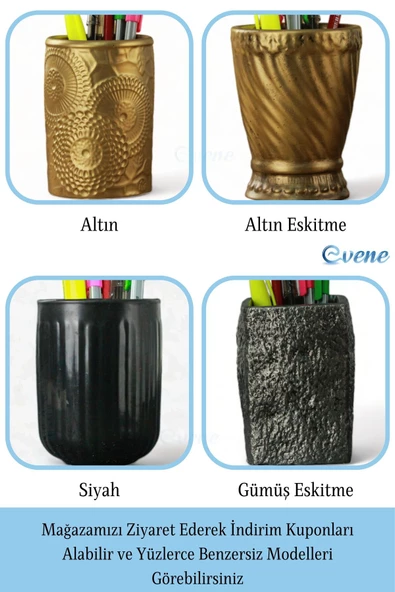 Evene Kalemlik Beyaz Renk Masa Kalemliği Organizer Kalemlik Model 8 - 8
