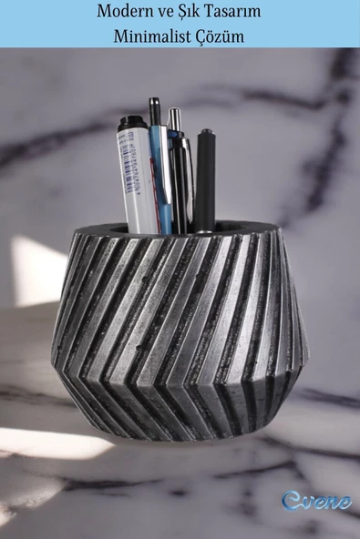 Evene Kalemlik Masa Kalemliği Organizer Kalemlik Gümüş Eskitme Renk Model 21 - Resim 4