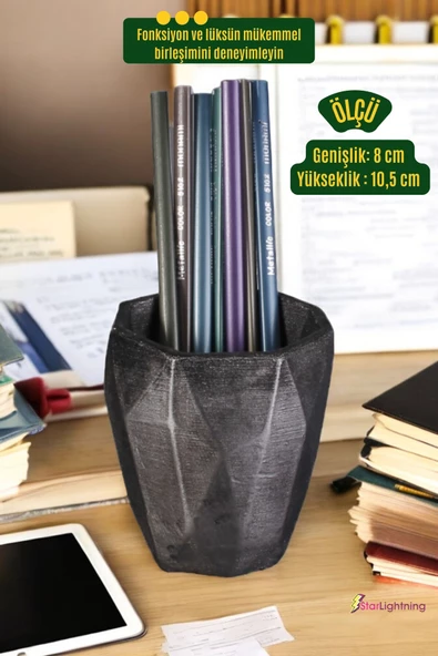 StarLightning Kalemlik Masa Kalemliği Organizer Kalemlik Gümüş Eskitme Renk Model 2 - 3
