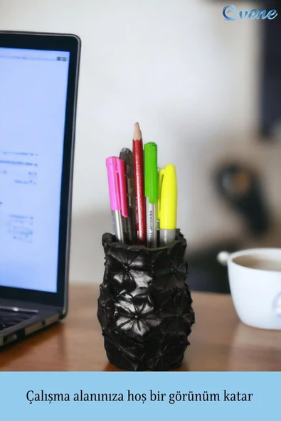 Evene Kalemlik Siyah Renk Masa Kalemliği Organizer Kalemlik Model 16 - Resim 3