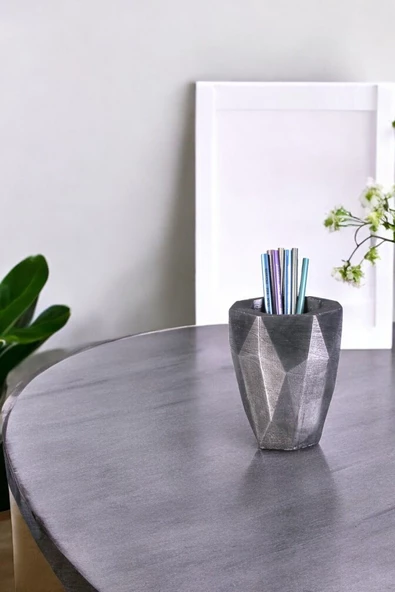 Evene Kalemlik Masa Kalemliği Organizer Kalemlik Gümüş Eskitme Renk Model 19 ürün görseli 1